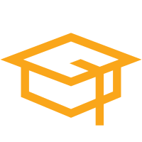 Orange graduation cap outline