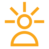 Orange stick figure outline