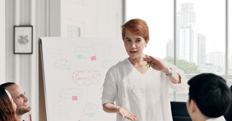 woman leading meeting